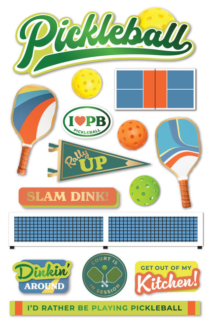 Paper House 3D Stickers 4.5"X7.5"-Pickleball - 5A003JGB-1HDRG - 767636853324