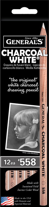 General Pencil "The Original" Charcoal Pencil 12/Pkg-White - GP558 - 044974005586 General Pencil "The Original" Charcoal Pencil 12/Pkg-White - GP558 - 044974005586