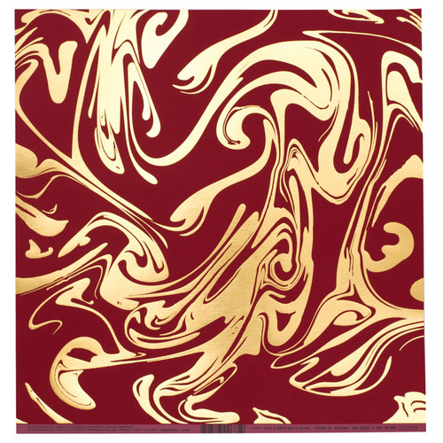 12 Pack - Bazzill Foiled Marble Pattern Cardstock 12"X12"-Red Hots - 5A003N68-685 - 846523006859