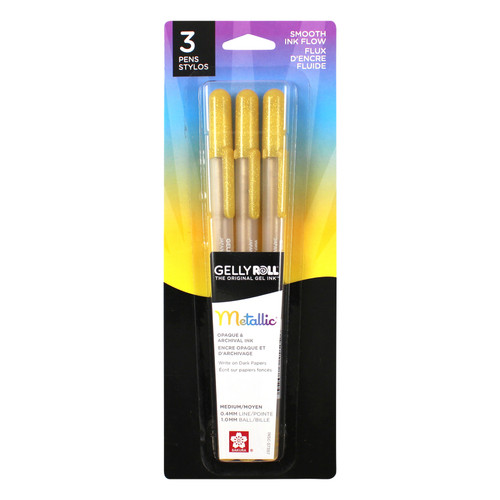 Gelly Roll Metallic Medium Point Pens 3/Pkg-Gold - 57385 - 053482573852 Gelly Roll Metallic Medium Point Pens 3/Pkg-Gold - 57385 - 053482573852