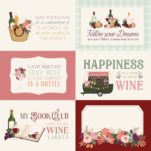 25 Pack - Carta Bella Wine Double-Sided Cardstock 12"X12"-Journaling Cards - 5A003D37-1H9CB
