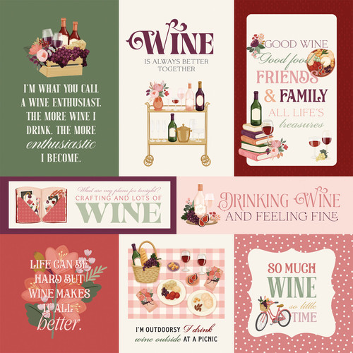 25 Pack - Carta Bella Wine Double-Sided Cardstock 12"X12"-6x4 Journaling Cards - 5A003D37-1H9CM