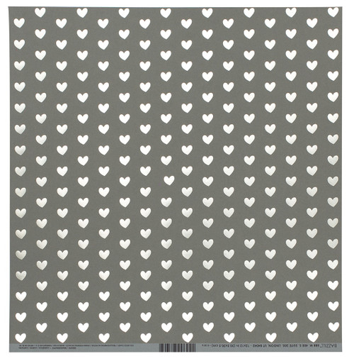 12 Pack - Bazzill Foiled Pattern Cardstock 12"X12"-Heart W/White, Rock Candy - 12FOIL12-694 - 846523006941