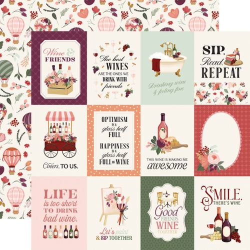 25 Pack - Carta Bella Wine Double-Sided Cardstock 12"X12"-3x4 Journaling Cards - 5A003D37-1H9D3 - 810192597666