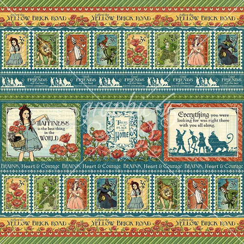 15 Pack - Graphic 45 Wonder Of OZ Double-Sided Cardstock 12"X12"-Good Friends - 5A003DCN-1H9MW