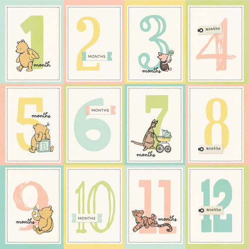 25 Pack - Simple Stories Pooh Baby Double-Sided Cardstock 12"x12"-3X4 Month Elements - 5A003CSD-1H90P