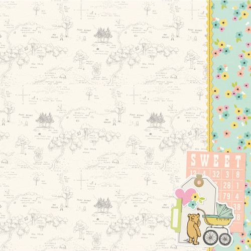 25 Pack - Simple Stories Pooh Baby Double-Sided Cardstock 12"x12"-Worth The Wait - 5A003CSD-1H90S