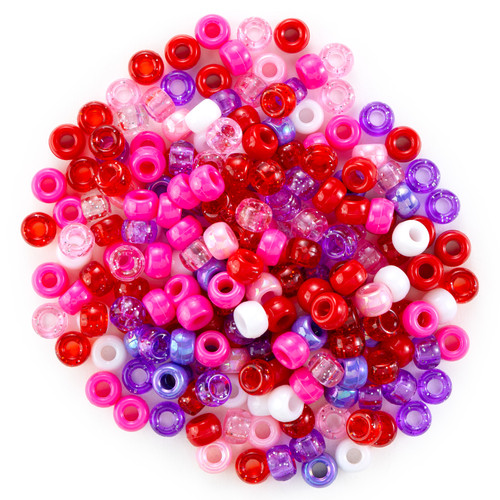 CousinDIY Pony Beads 6mmX9mm 500/Pkg-Valentine Mix - 5A0035K2-1H6TP
