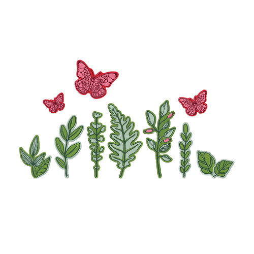 Sizzix Clear Stamp With Framlits Die By Vicki Boutin 12/Pk-Greenery Layers - 5A003DJC-1H9QW