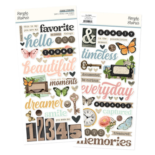 Simple Stories Foam Stickers 72/Pkg -Simple Vintage Junk Drawer - 5A003CRT-1H901 - 810191522317