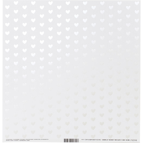 12 Pack - Bazzill Foiled Pattern Cardstock 12"X12"-Heart W/White Pearl, Marshmallow - 12FOIL12-695 - 846523006958 12 Pack - Bazzill Foiled Pattern Cardstock 12"X12"-Heart W/White Pearl, Marshmallow - 12FOIL12-695 - 846523006958