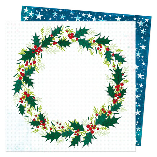 25 Pack - Vicki Boutin Peppermint Kisses Dbl-Sided Cardstock 12"X12"-Holly Wreath - VBPK12-21927 - 765468044125