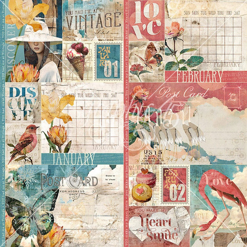 15 Pack - Journaling Through Time Double-Sided Cardstock 12"X12"-January & February - 5A003DC7-1H9M6