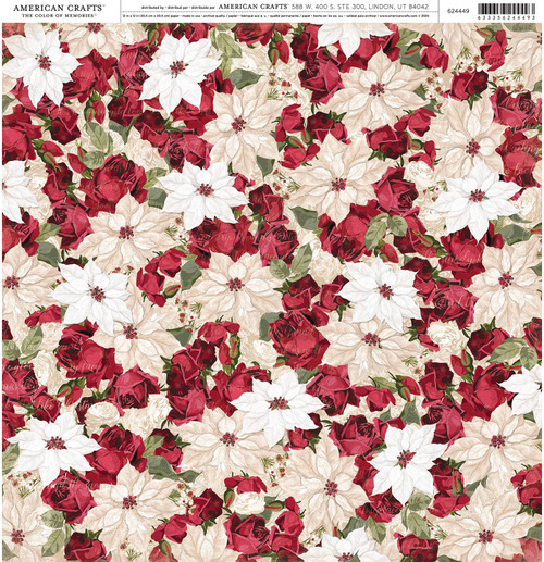 25 Pack - American Crafts Patterned Single-Sided Cardstock 12"X12"-Poinsettia - 5A00359G-24449 - 633356244493 25 Pack - American Crafts Patterned Single-Sided Cardstock 12"X12"-Poinsettia - 5A00359G-24449 - 633356244493