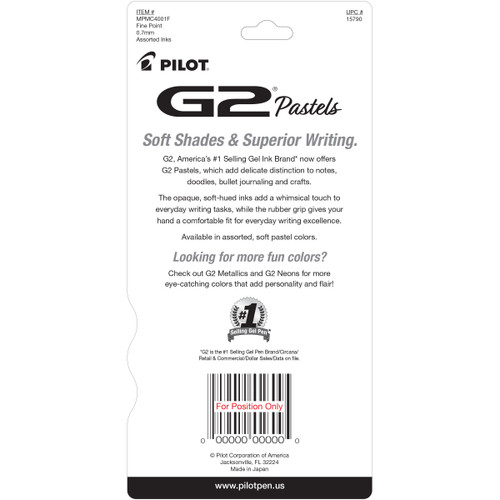 Pilot G2 Retractable Gel Ink Roller 4/Pkg-Fine Point Assorted Colors - 5A0031P4-1H38L