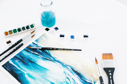 Princeton Series 4850 Aqua Elite Synthetic Watercolor Brush-Short Handle Mottler 1 1/2" - 5A002Z88-1H0Q5