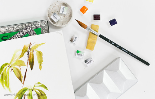 Princeton Series 4850 Aqua Elite Synthetic Watercolor Brush-Short Handle Round Size 2 - 5A002Z8K-1H0QZ