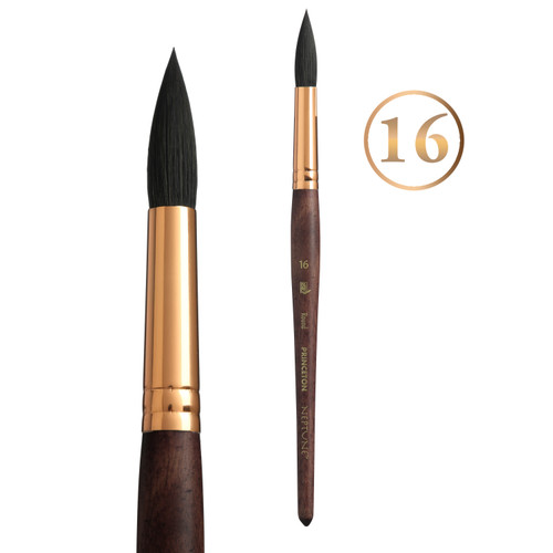 Princeton Series 4750 Neptune Synthetic Squirrel Brush-Short Handle Round Size 16 - 5A002ZFS-1H0WP