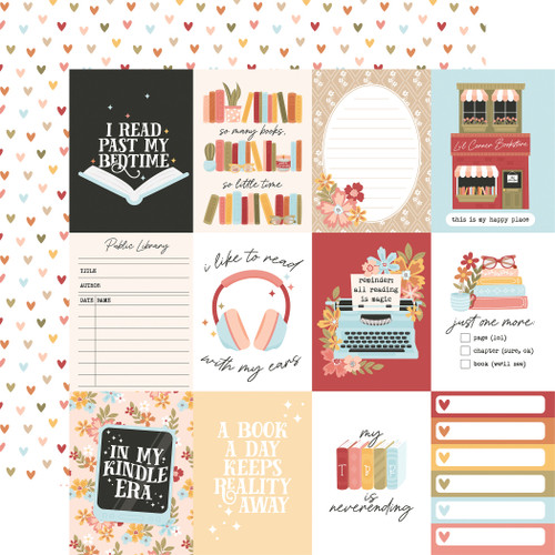 25 Pack - Bookish Double-Sided Cardstock 12"X12"-3X4 Journaling Cards - 5A003415-1H5R4 - 810192592951