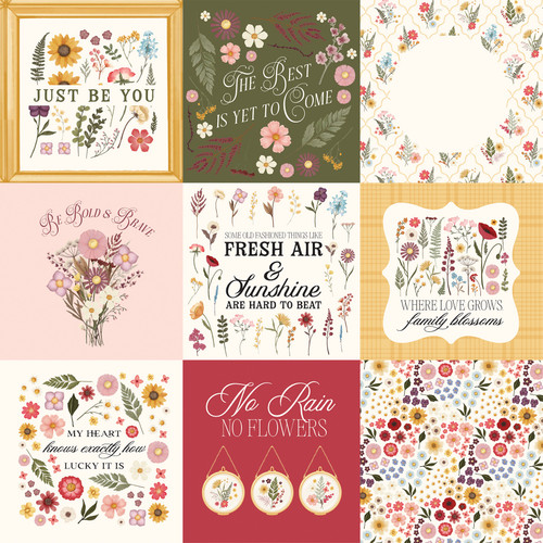 25 Pack - Pressed Floral Double-Sided Cardstock 12"x12"-4X4 Journaling Cards - 5A0033YC-1H5NT