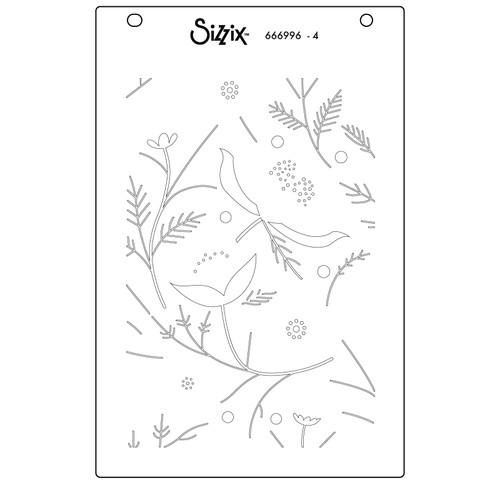 Sizzix A6 Layered Stencils By Catherine Pooler 4/Pkg-Happy Garden #2 - 5A00323K-1H3RH