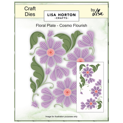 Lisa Horton Crafts Plate Die Set-Cosmo Flourish Floral - A5003K7X-H1FK9 - 780627350121