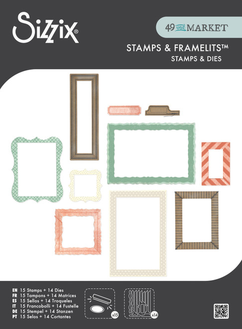 Sizzix Clear Stamp With Framlits Die By 49 & Market 15/Pk-Build-A-Frame - 5A003DJH-1H9QT - 630454293781