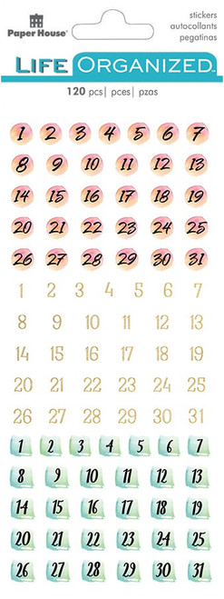 3 Pack - Paper House Life Organized Functional Stickers 2/Sht-Numbers - STFN-1001E - 767636832336