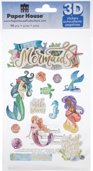 3 Pack - Paper House 3D Stickers-Mermaids - STDM305E - 767636830929