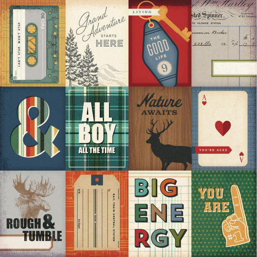 25 Pack - Simple Stories Rustic Legend Double-Sided Paper12"X12"-3x4 Elements - 5A003JRR-1HDZT