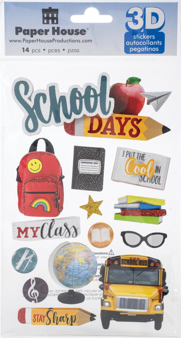 2 Pack - Paper House 3D Stickers-School - STDM331E - 767636836235
