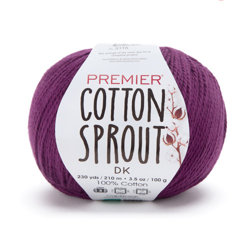 3 Pack - Premier Yarns Cotton Sprout DK Yarn-Plum - 1149-1HFV4 - 840166870099