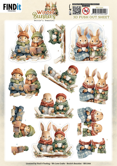 10 Pack - Find It Trading Winter Bunnies 3D Pushout Sheet-Bunnies Together - 5A003K0G-1HFB4 - 8718715091146