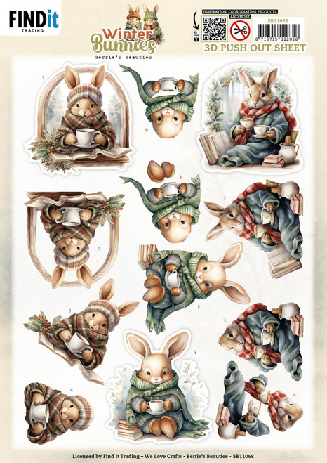 10 Pack - Find It Trading Winter Bunnies 3D Pushout Sheet-Cosy Bunnies - 5A003K0P-1HFB7 - 8718715122826