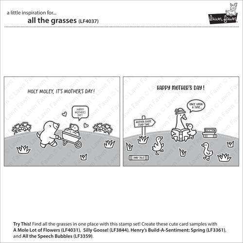3 Pack - Lawn Fawn Clear Stamps -All the Grasses - 5A003KFB-1HFWC