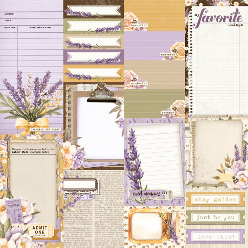 25 Pack - Simple Stories Lavender Fields Double-Sided Paper12"X12"-Journal Elements - 5A003JPB-1HDY7