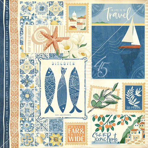 15 Pack - Graphic 45 Scenic Route Double-Sided Cardstock 12"X12"-Scenic Route - 5A003JZS-1HF9V