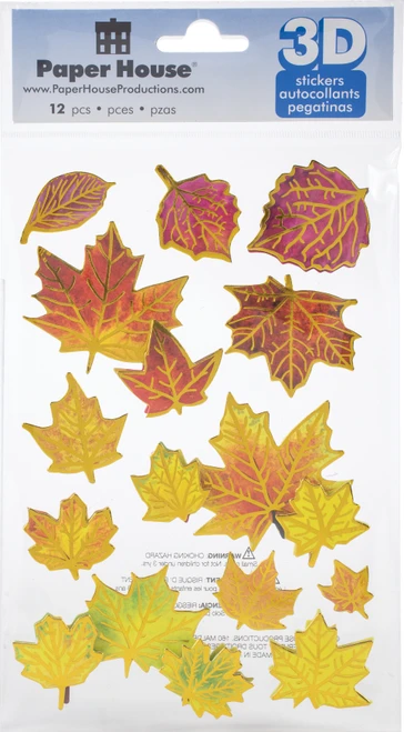 2 Pack - Paper House 3D Stickers-Fall Leaves - STDM327E - 767636836198
