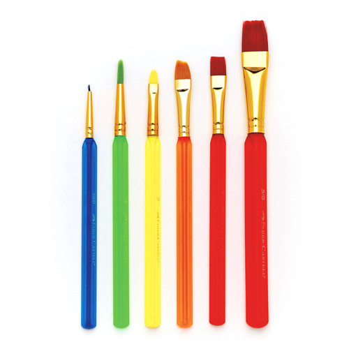 2 Pack - Triangular Handle Paint Brushes 6/Pkg-2 Each Of Flat, Angled & Round - 14532