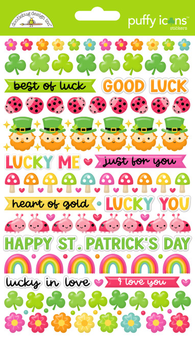 3 Pack - Doodlebug Puffy Stickers-Icons, Lucky Me - 5A003K3H-1HFDQ - 842715090255