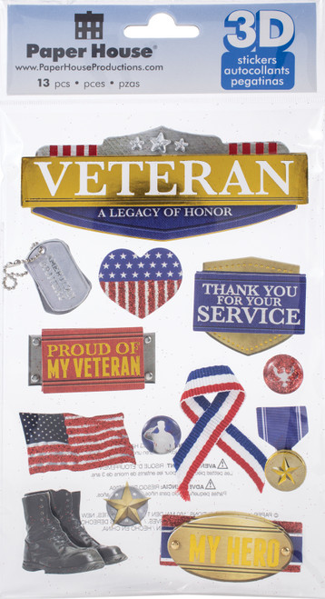 2 Pack - Paper House 3D Stickers-Veteran - STDM328E - 767636836204