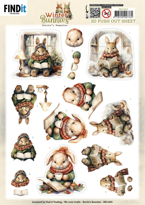 10 Pack - Find It Trading Winter Bunnies 3D Pushout Sheet-Reading Bunnies - 5A003K04-1HFBH - 8718715047761