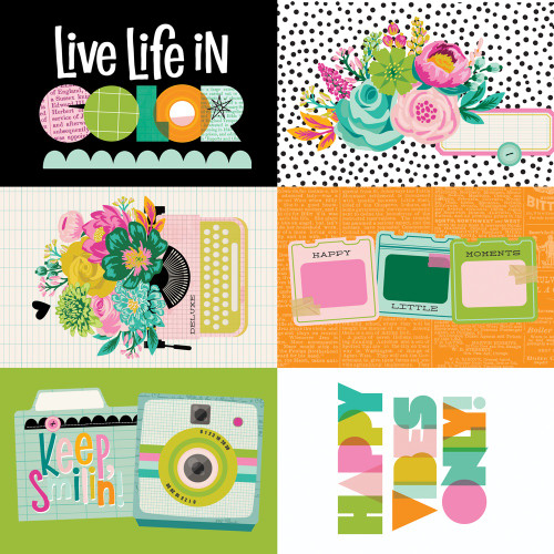 25 Pack - Simple Stories Color Me Happy Double-Sided Paper12"X12"-4x6 Elements - 5A003JQY-1HDYL