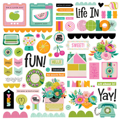 3 Pack - Simple Stories Chipboard-Color Me Happy - 5A003JR0-1HDYZ