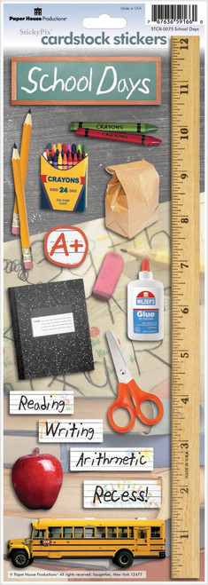 4 Pack - Paper House Cardstock Stickers 4.625"X13"-School Days - STCX0075 - 767636591660