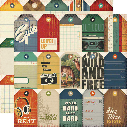 25 Pack - Simple Stories Rustic Legend Double-Sided Paper12"X12"-Tag Elements - 5A003JRR-1HDZC - 810191524052