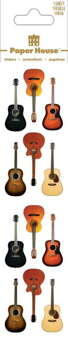 6 Pack - Paper House Stickers 2.25"X9.5"-Acoustic Guitars - PHST2X4-2236E - 767636253797