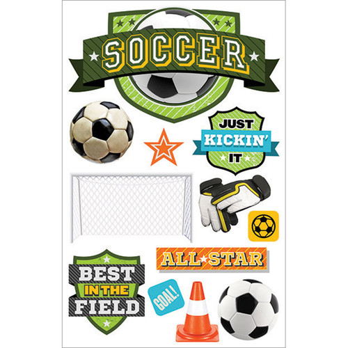 3 Pack - Paper House 3D Stickers 4.5"X7.5"-Soccer Champ - STDM260E
