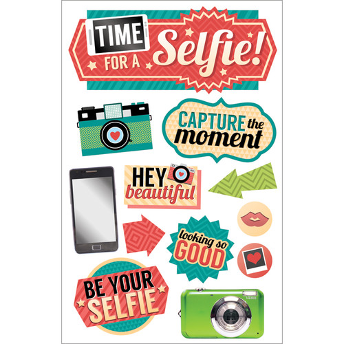 3 Pack - Paper House 3D Stickers 4.5"X7.5"-Time For A Selfie - STDM239E