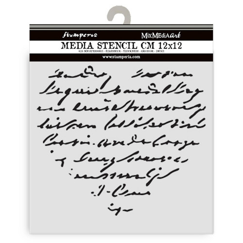 3 Pack - Stamperia Stencil 4.72"X 4.72"-Heart With Writing - 5A003H5J-1HC7B - 5993110049524